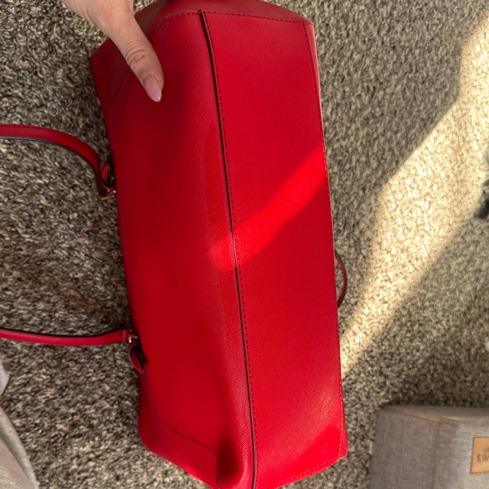 Large Michael Kors Bright Red Saffiano Leather Tote - Picture 4 of 7
